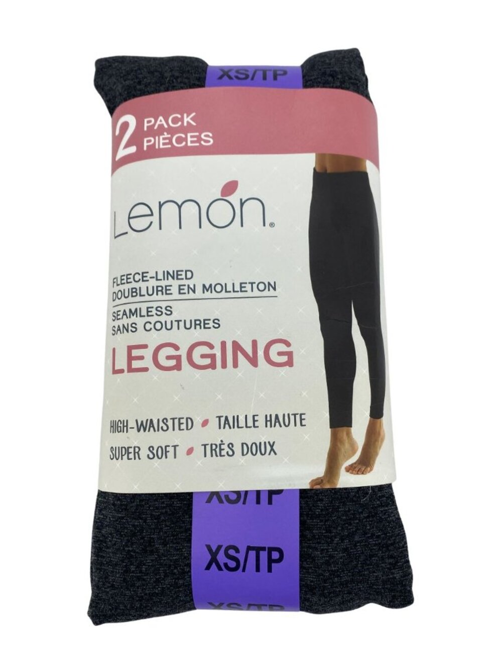 Lemon | Women's Fleece Lined Leggings | 2 Pack | High-Waisted | Size XSmall *NEW